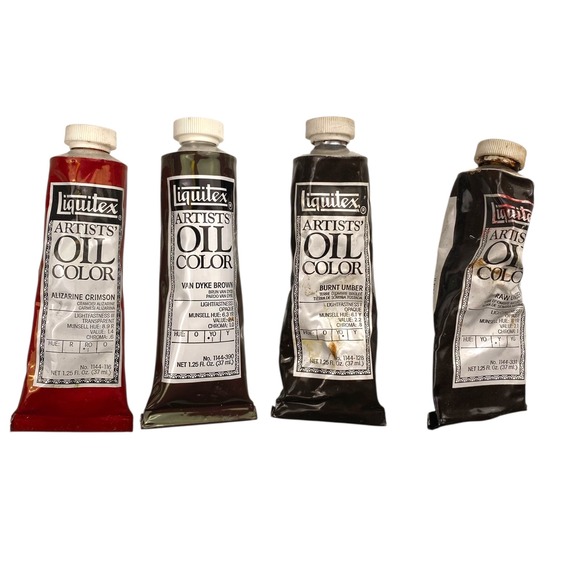 Vintage Liquitex Artist's Oil Color Paint Alizarine Crimson Van Dyke Burnt Umber